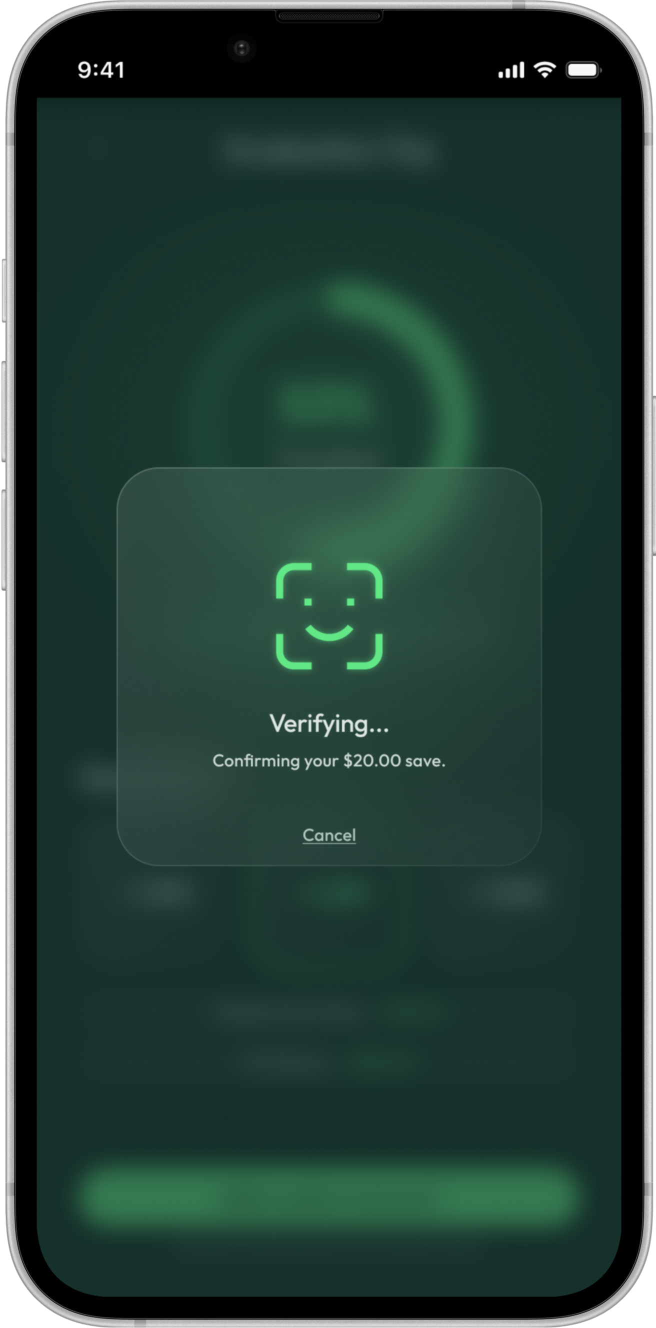 Aura Finance FaceID overlay screen